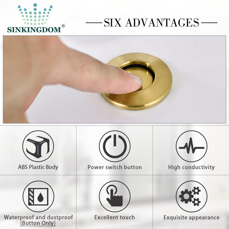 SINKINGDOM Garbage Disposal Air Switch Kit with with Long Button, Champagne Bronze (Brass Cover) - Image 4